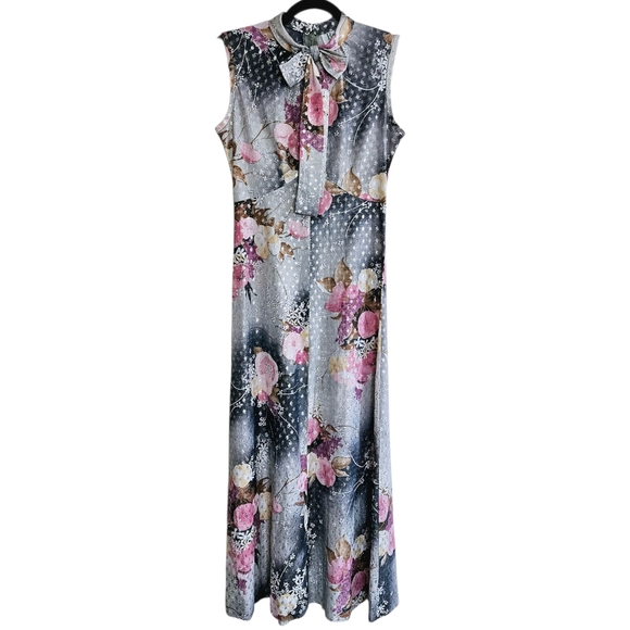 Vintage Brief Originals Floral & Metallic Maxi Dress - Picture 2 of 8